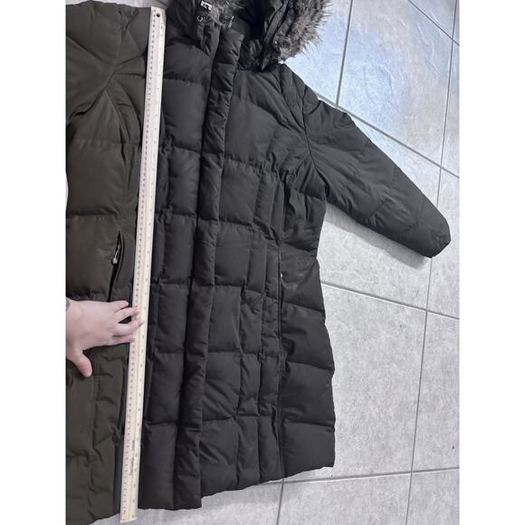 Eddie Bauer Goose Down Puffer Coat Womens XL Brown Hooded Parka Faux Fur Quilted - Picture 8 of 15